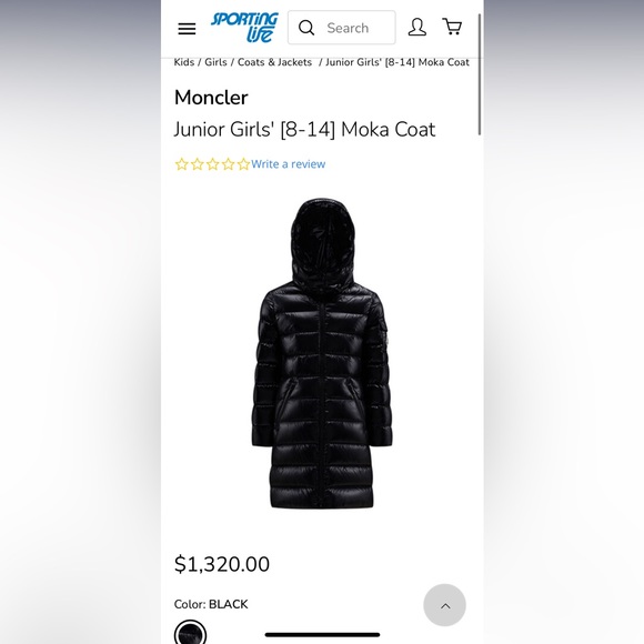 Moncler Junior Girls Moka Jacket- Size 12 - Picture 9 of 10